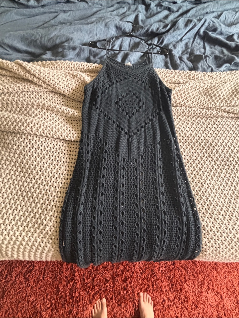 aerie Black Crochet Midi Dress with Spaghetti Straps (size xl) swim cover up - Picture 5 of 5